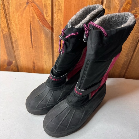 LL Bean Northwoods Winter Snow Boots Wool Lined Black Pink Girls size 5 - Picture 6 of 7